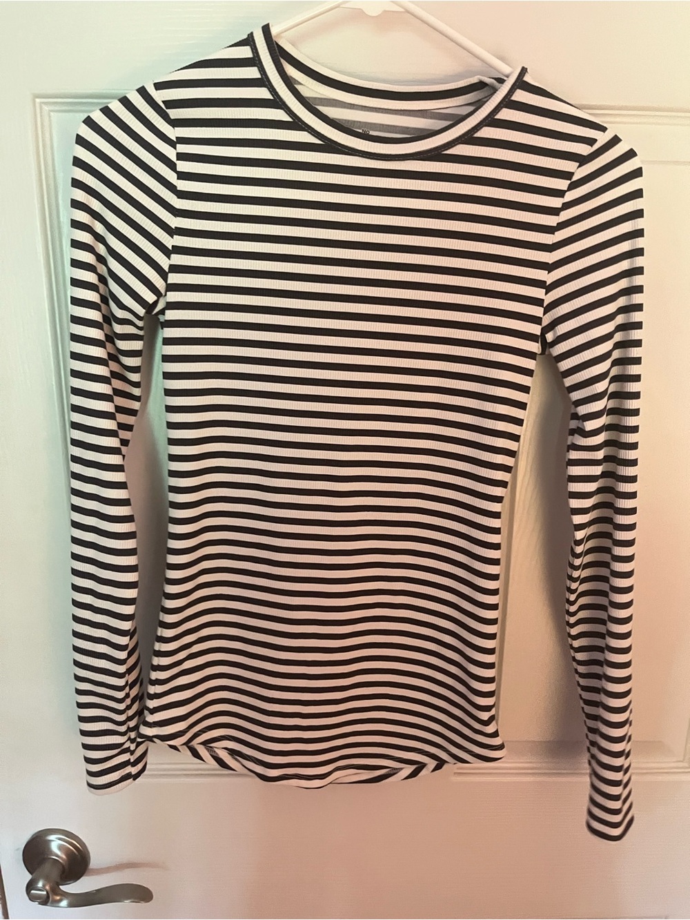 Women's Brown & White Striped Long-Sleeve Top